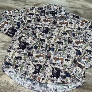 Boys Pelham western button up pearl snap shirt youth XL Cow Print